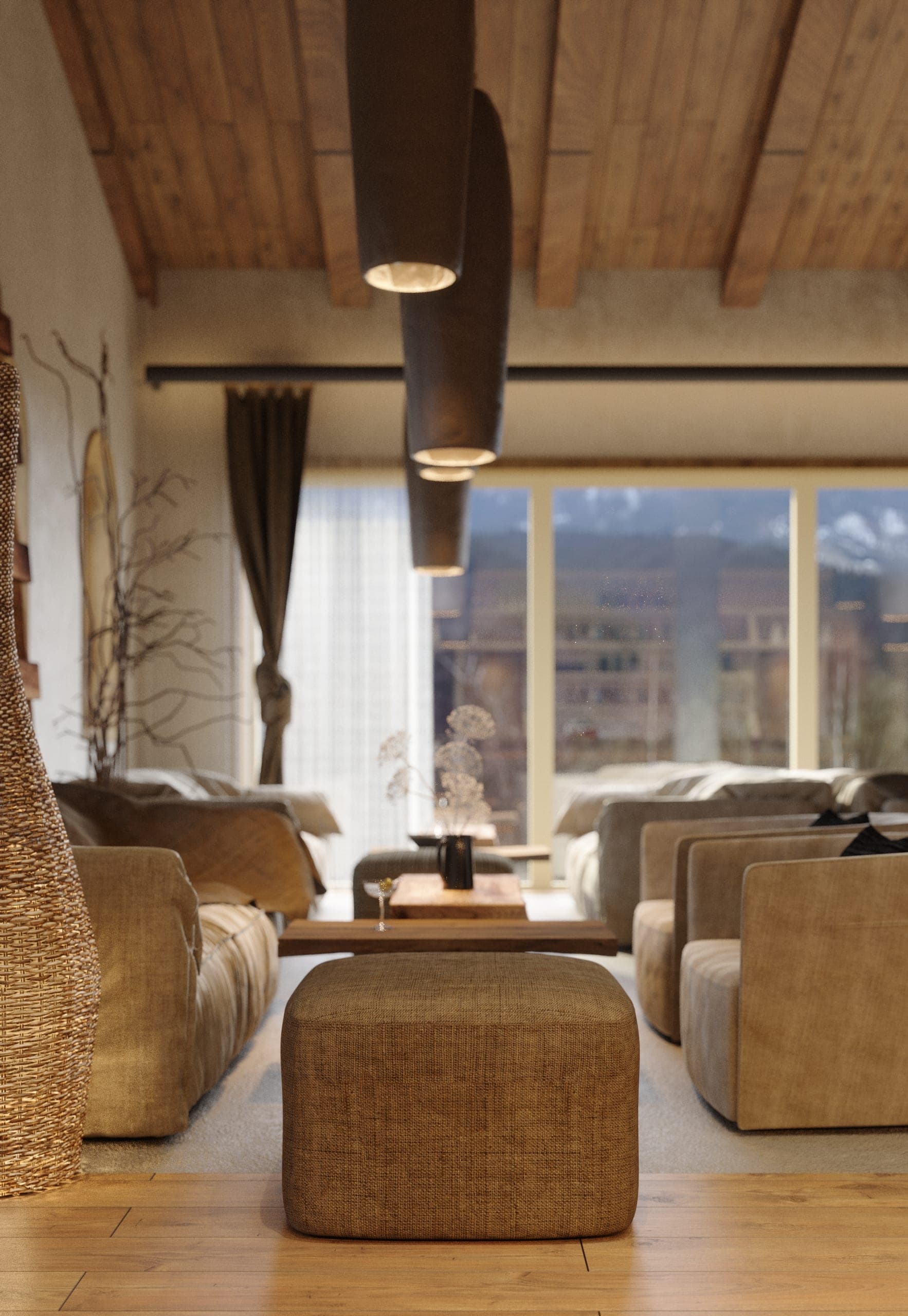Matca lounge: seating group facing a wide window