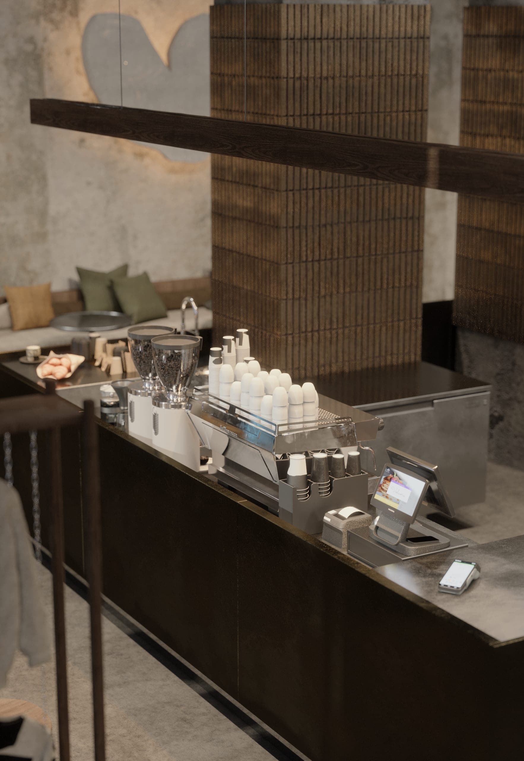 KAVO: the bar and coffee equipment seen from above